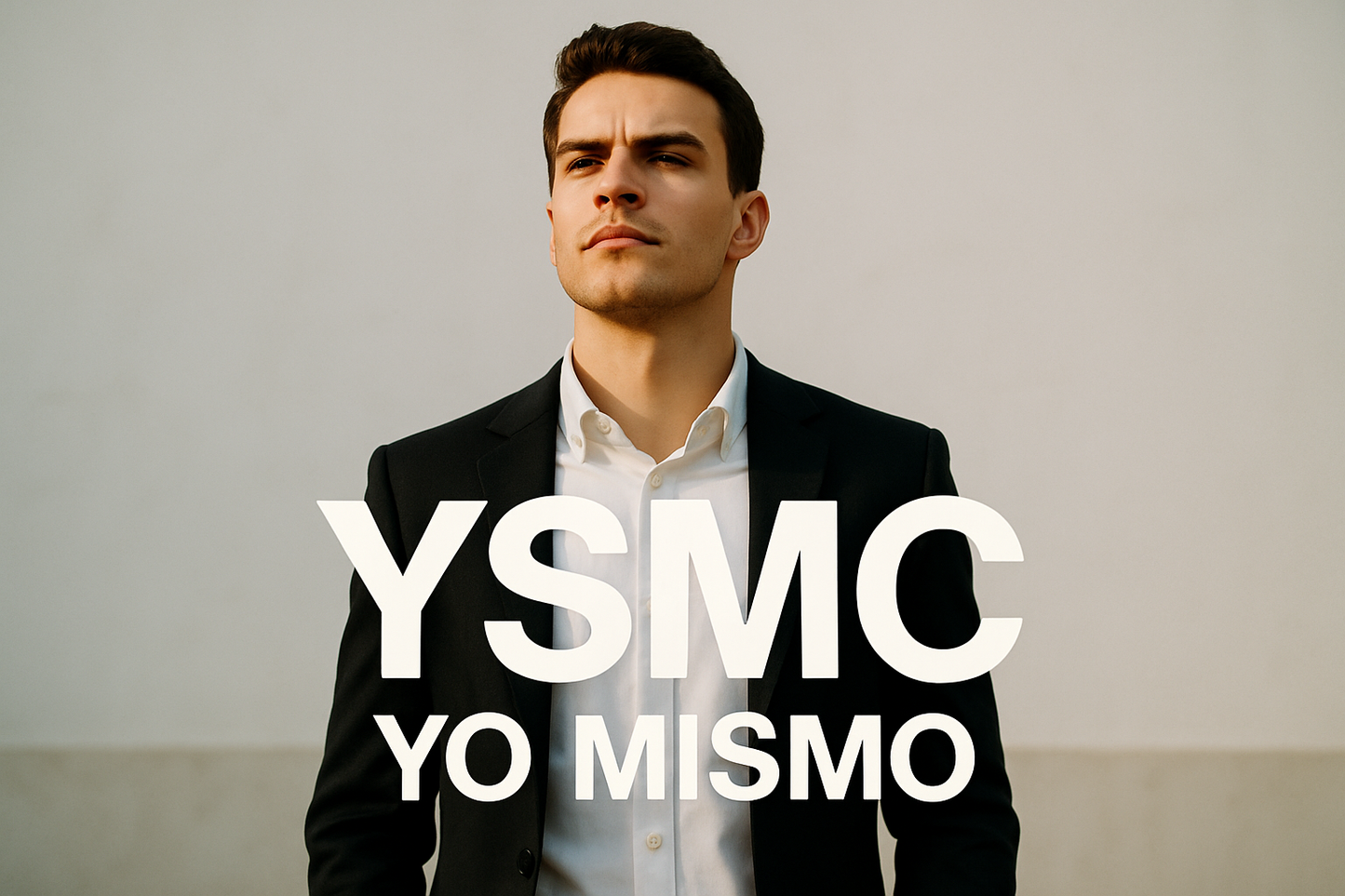 hombre joven con las cosas claras, que cree en si mismo, texto YSMC Yo Mismo