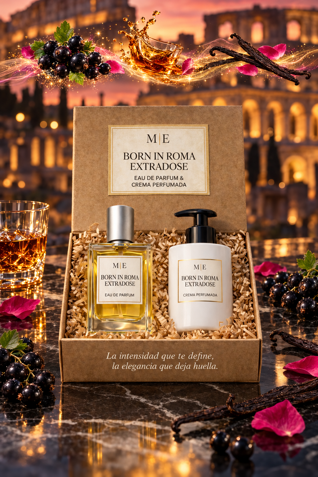 Pack BORN IN ROMA EXTRADOSE eau de parfum y crema perfumada - Menines Perfumes
