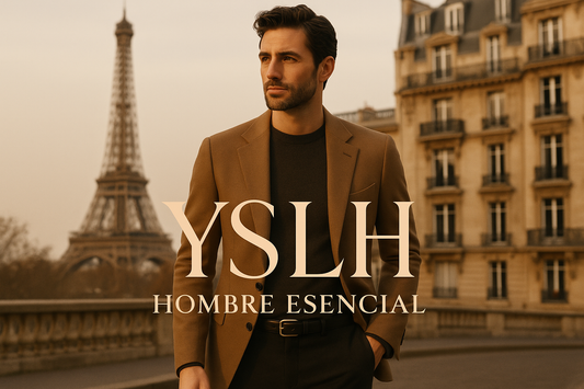 hombre elegante esencial que este en parís con texto YSLH Hombre Esencial