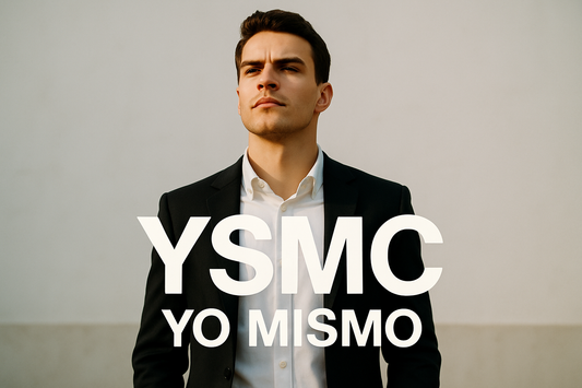 hombre joven con las cosas claras, que cree en si mismo, texto YSMC Yo Mismo