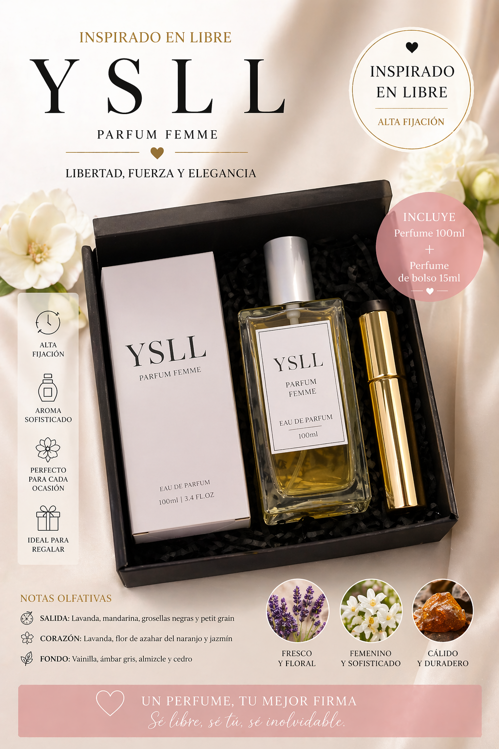 YSLL Perfume Mujer 100ml + 15ml | Fragancia elegante y duradera